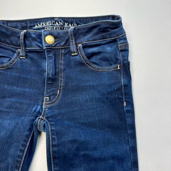 American Eagle Outfitters Womens Skinny Jeans Blue Super Stretch Denim 00 Short - Picture 4 of 11